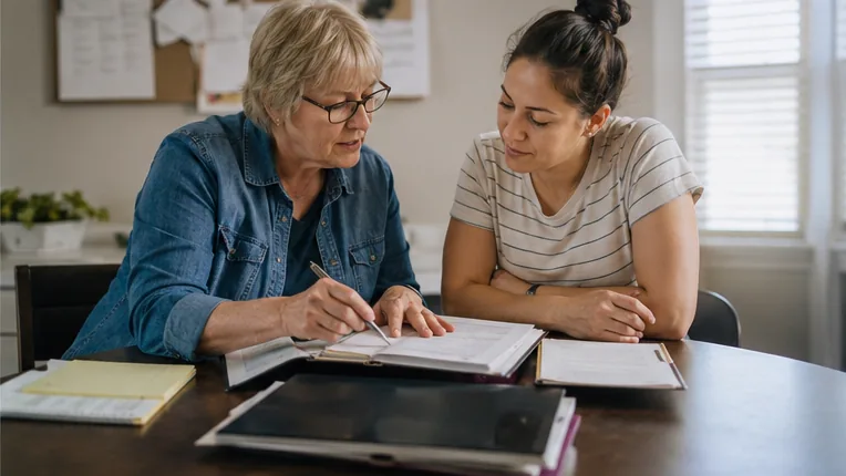 Two women reviewing appeal records together.