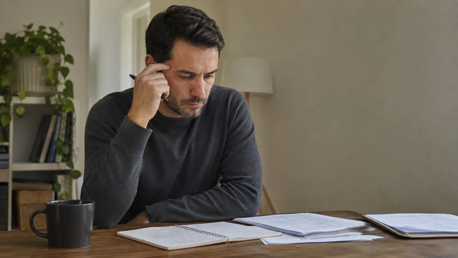 Claimant reviewing the record and making notes after a hearing.